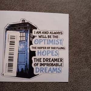 Dr Who Blue TARDIS Sci-Fi Quote Sticker